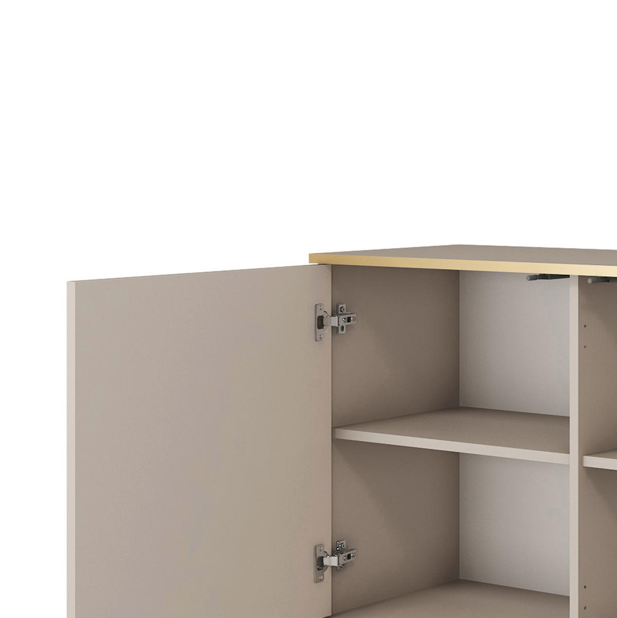 KOMMODE ORO - K-160, 2-Türen, 2-Schubladen, Push-to-Open 160x39x85 cm Beige/Schwarz - Beige/Schwarz, Holzwerkstoff/Kunststoff (160/85/39cm) - DomoHome