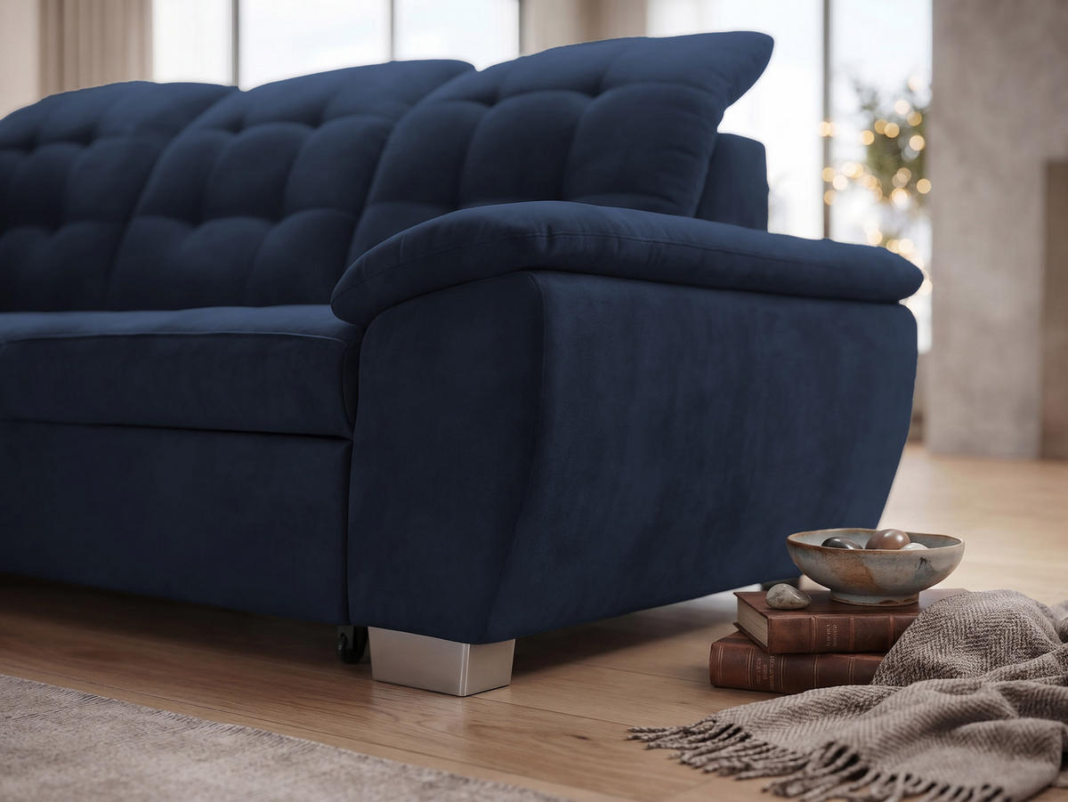 ECKSOFA LENO Links, mit Schlaffunktion und Bettkasten, Marineblau - Dunkelblau, Kunststoff/Textil (261/220cm) - Idohome