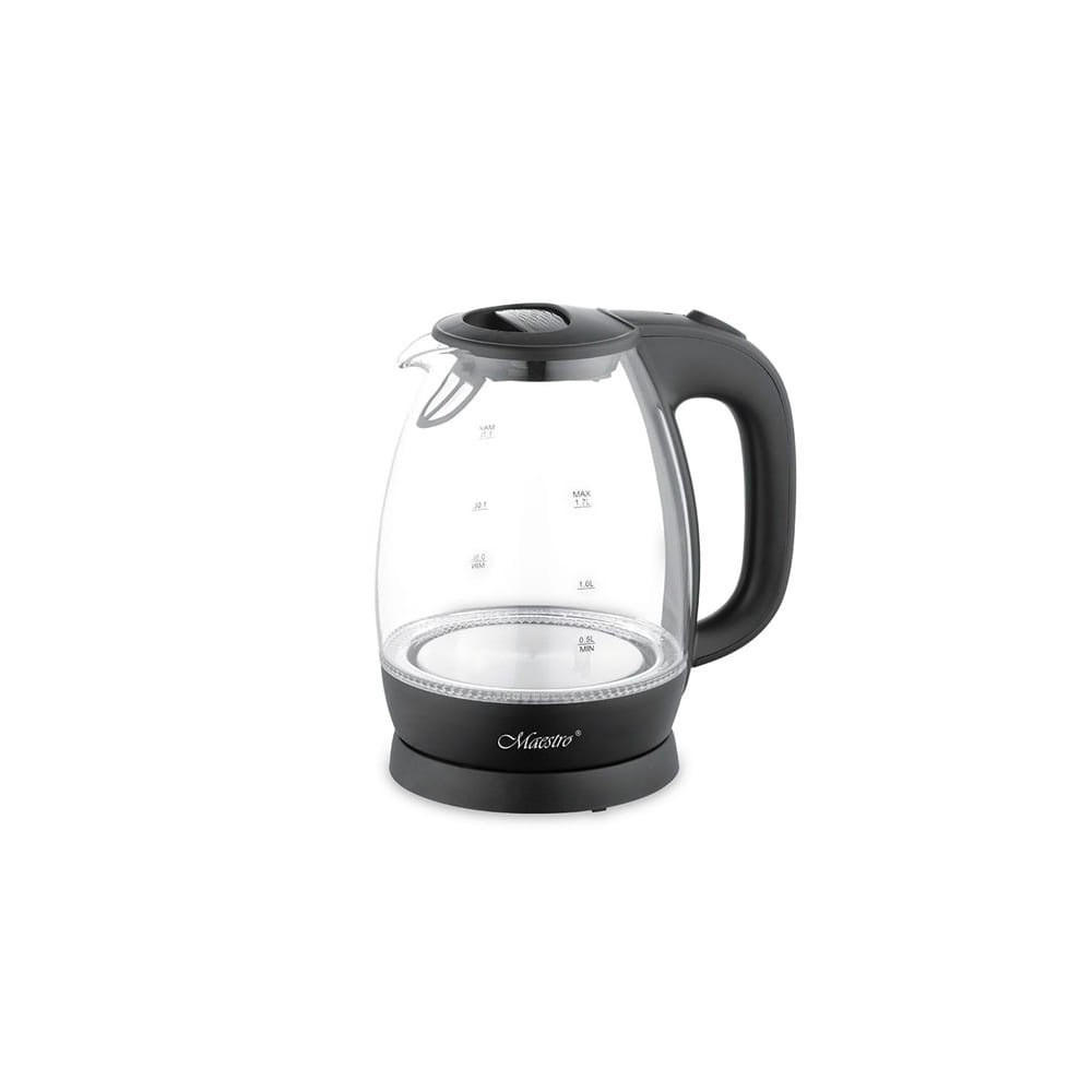 WASSERKOCHER ELEKTRISCH Schwarz 19.8/15/22 cm MR063BLACK - Schwarz, Glas (15/22/19.8cm) - Maestro 