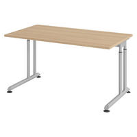 SCHREIBTISCH Serie-Z 80/140/74 cm in Eichefarben/Silberfarben - Eichefarben/Silberfarben, Holzwerkstoff (80/140/74cm) - bümö