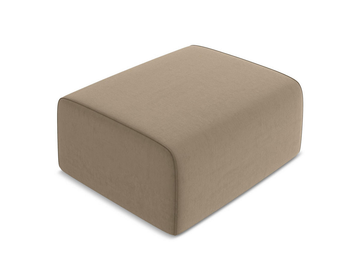 POUF Samt Stoff Beige - Beige/Schwarz, Kunststoff/Textil (90/80/60cm) - Makamii