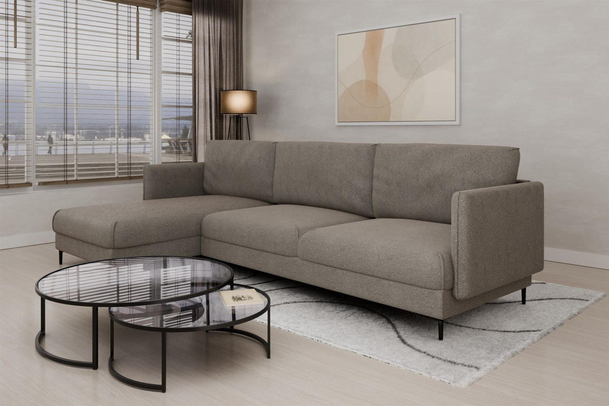 ECKSOFA Helmer Max In Stoff Baloo - Grau, Holzwerkstoff/Textil (164/323cm) - Fun Möbel