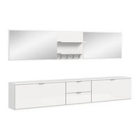 GARDEROBENKOMBINATION 6tlg. Projekt X Garderobe in weiß Nb. und weiß hochglanz B/H/T: 236x193x32 cm - Weiß, Holzwerkstoff (236/191/37cm)