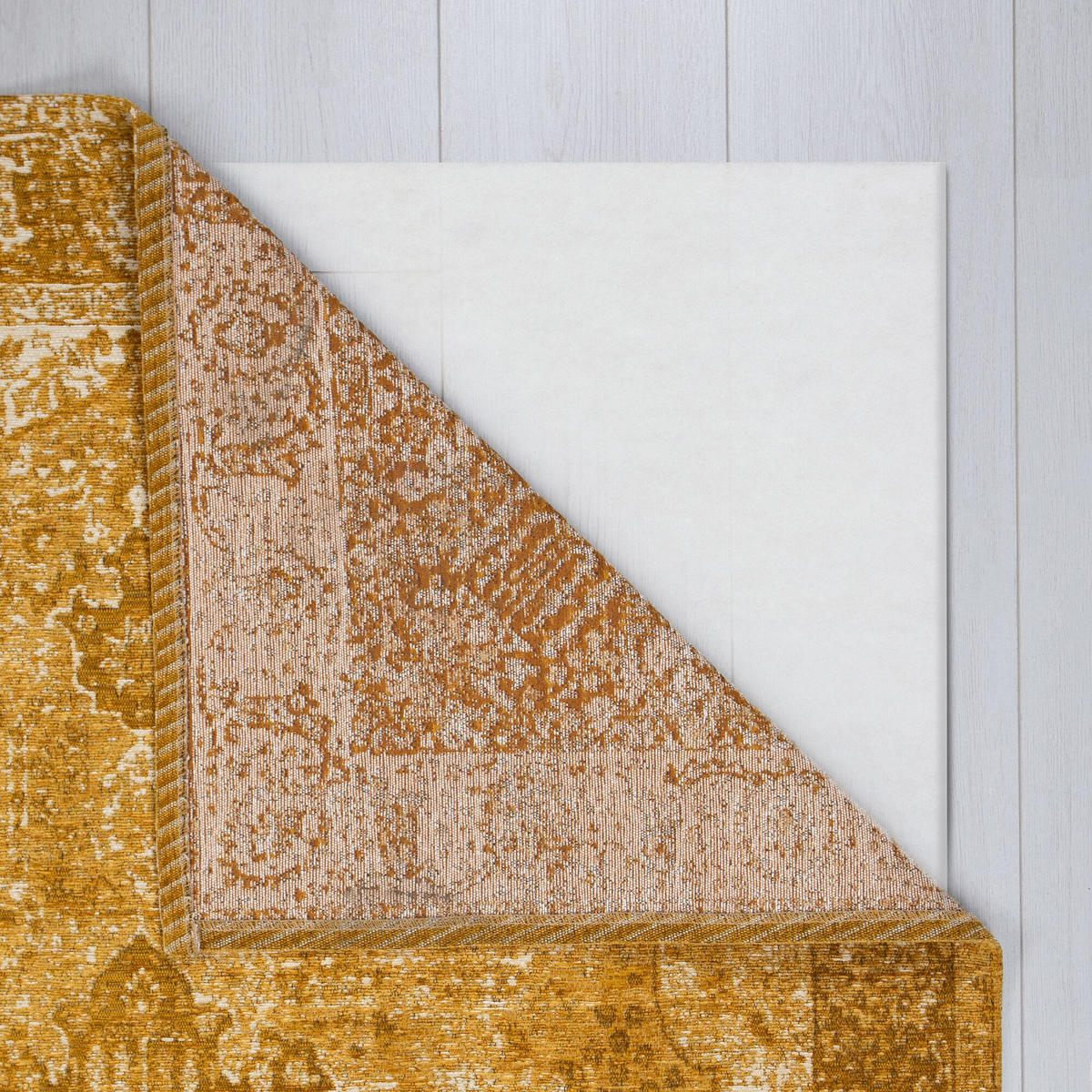 TEPPICH Vintage-Traditionell-Stil COQUET TARA, Senfgelb 200x290 cm - Currygelb, Textil (200/290cm) - KADIMA DESIGN
