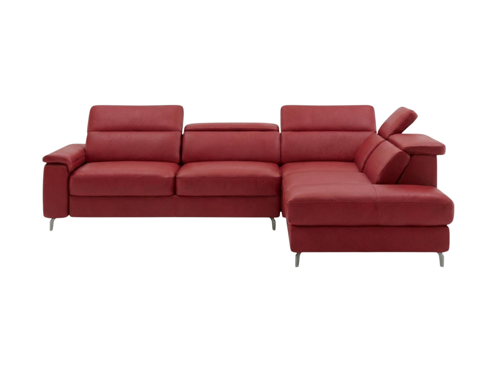ECKSOFA Ambassador Echtleder Rot - Rot, Leder/Metall (272/224cm)