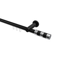INNENLAUF-GARDINENSTANGEN-SET Platon Mavell 280 cm (geteilt in 2 x 140 cm), 1-läufig, 20 mm Ø Schwarz - Chromfarben/Schwarz, Metall (280cm) - INTERDECO