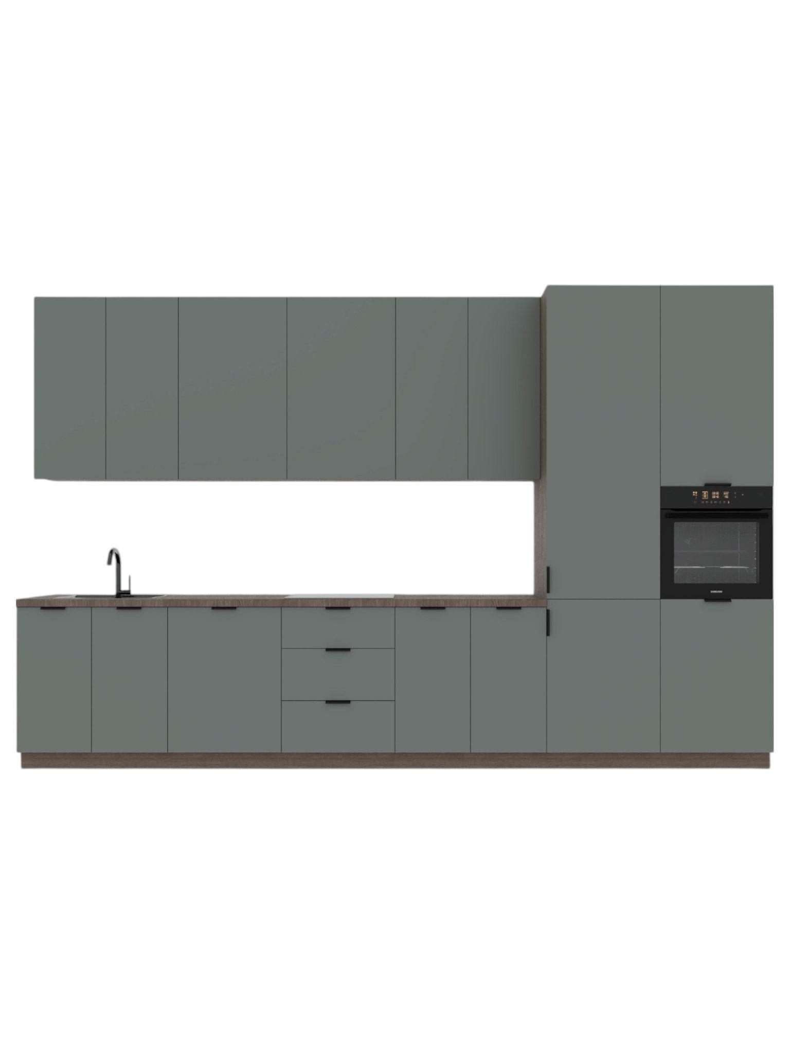 KÜCHENZEILE 400 cm – Sorento K87-G400 R – in Grün / Matt - Schwarz/Grün, Holz/Metall (400/247/58cm) - ROYAL24_MARKT
