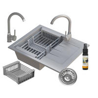 SPÜLBECKEN Milano mit Batterie Siphon - Grau, Kunststoff/Stein (46/16/57cm) - Granitan