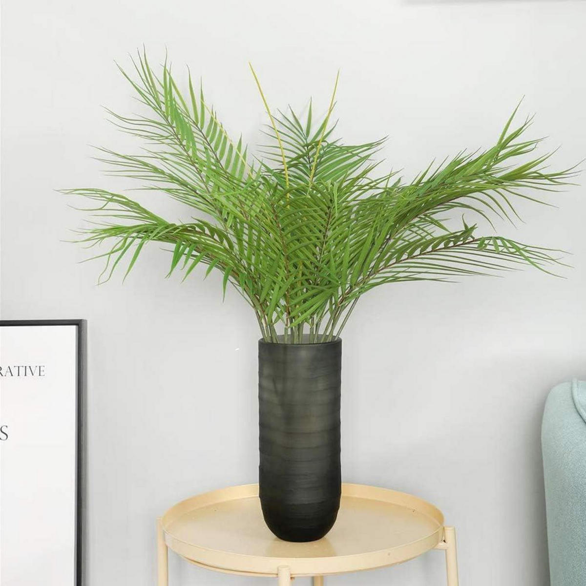 KUNSTPFLANZE Tropische Areca Palme 6 Blätter Grün 75 cm - Grün, Kunststoff (40cm)