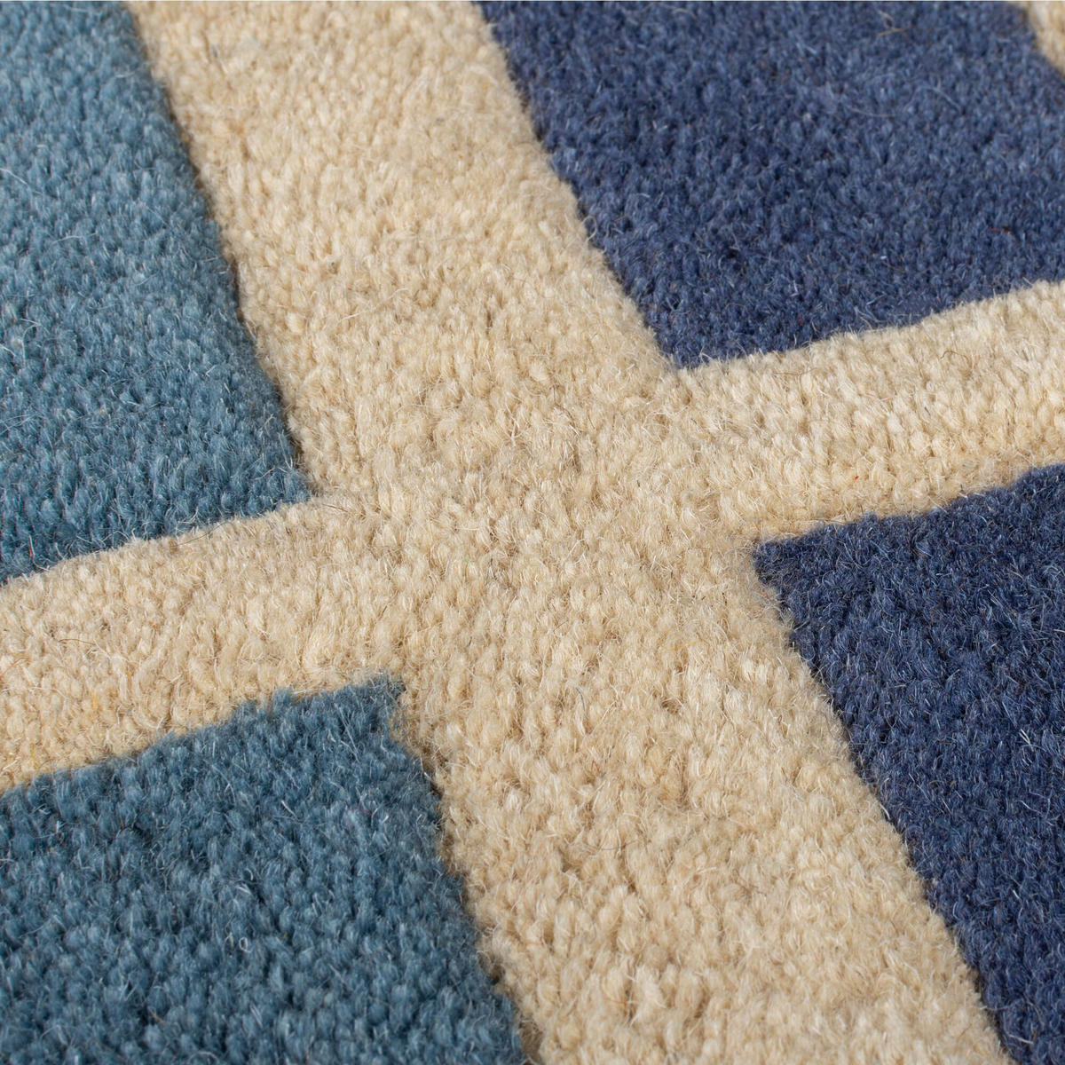 WOLLTEPPICH Geometrisch, Retro-Stil, Wohnzimmer Multicolor-Blau Rechteckig 80x150 - Multicolor, Textil (150/80cm) - KADIMA DESIGN