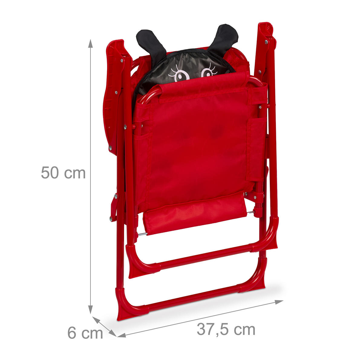 KINDER-KLAPPSTUHL - Rot, Textil/Metall (36/51.5/37.5cm) - Relaxdays