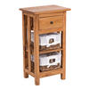 TELEFONTISCH RATTAN 70 mit 2 Rattan-Körben und Schublade, Mahagoni massiv 08 honigfarben gewachst - Honig, Holz (28/38/70cm) - DESIGN DELIGHTS