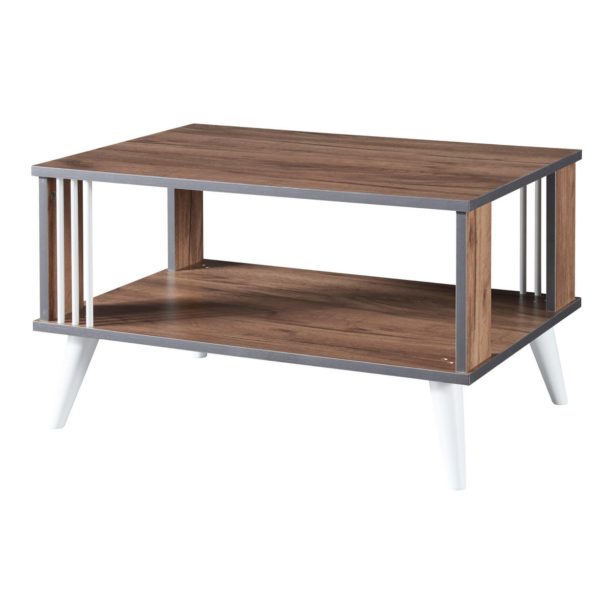 COUCHTISCH Århus 40/70/50 cm - Eichefarben/Weiß, Holzwerkstoff/Kunststoff (50/70/40cm) - [en.casa]