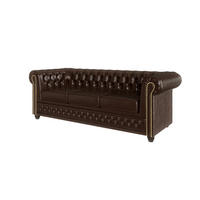 CHESTERFIELD-SOFA 3-sitzer Morin Braun vegan Leder - Braun, Holz/Textil (203/72/86cm) - S-Style Möbel