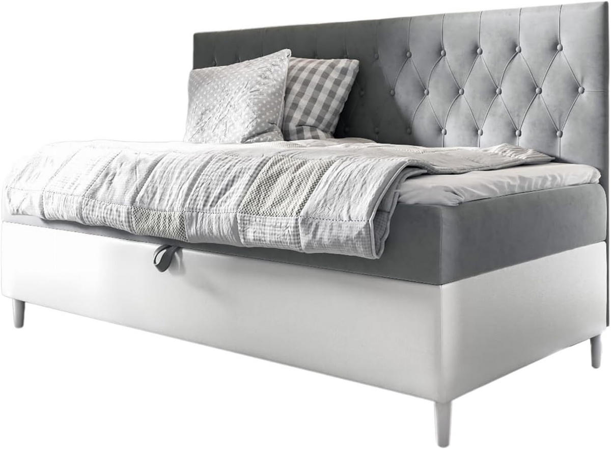 KINDERBETT FLIPPO 2 - Weiß/Grau, Holzwerkstoff (102/202cm) - Meblini