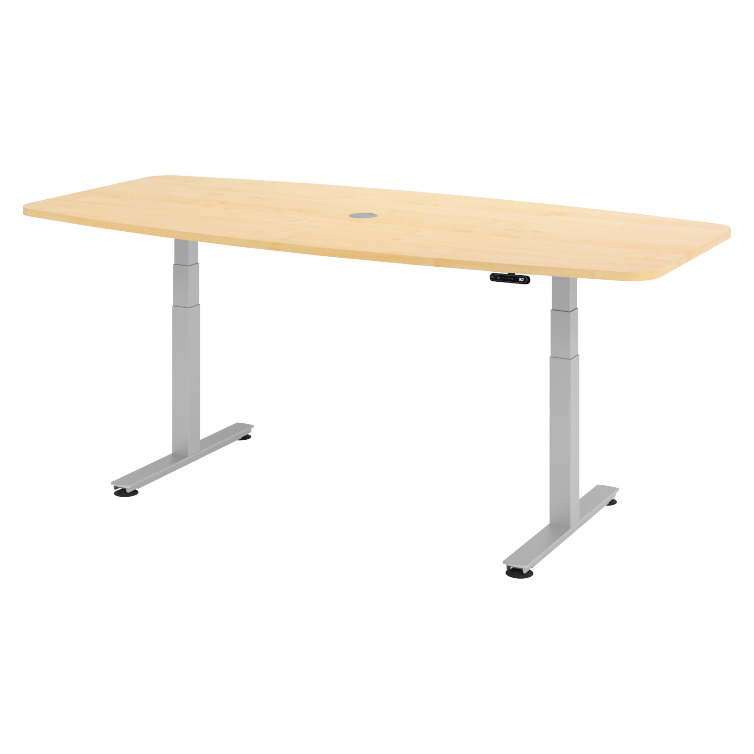 KONFERENZTISCH elektrisch XDSM22 103/220/74 cm in Ahornfarben/Silberfarben - Silberfarben/Ahornfarben, Holzwerkstoff (103/220/74cm) - bümö
