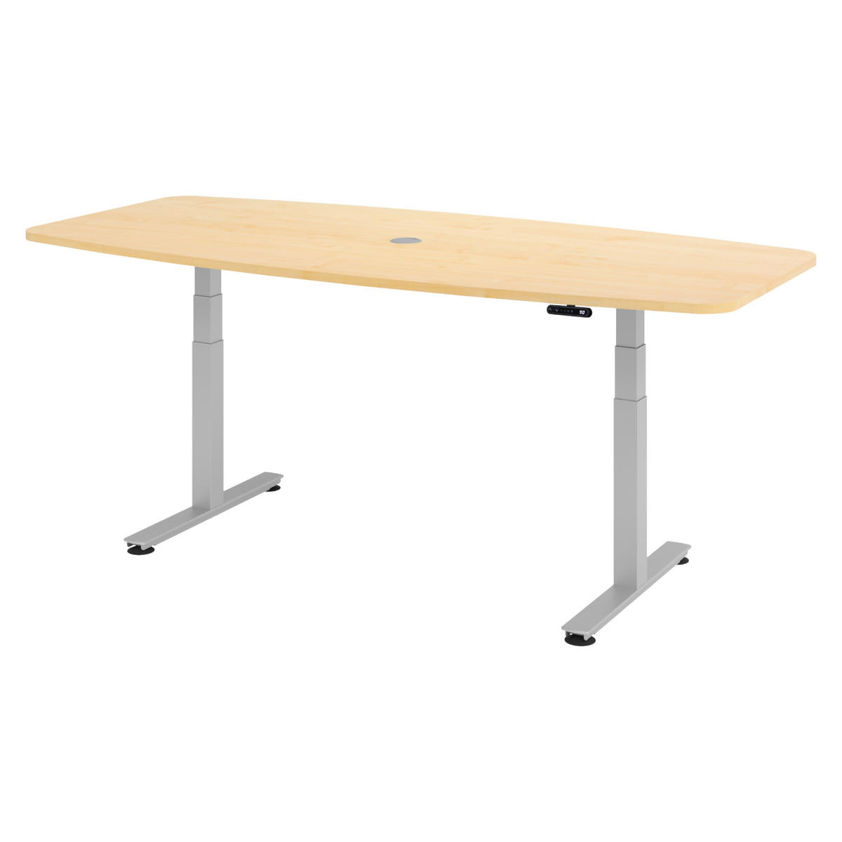 KONFERENZTISCH elektrisch XDSM22 103/220/74 cm in Ahornfarben/Silberfarben - Silberfarben/Ahornfarben, Holzwerkstoff (103/220/74cm) - bümö