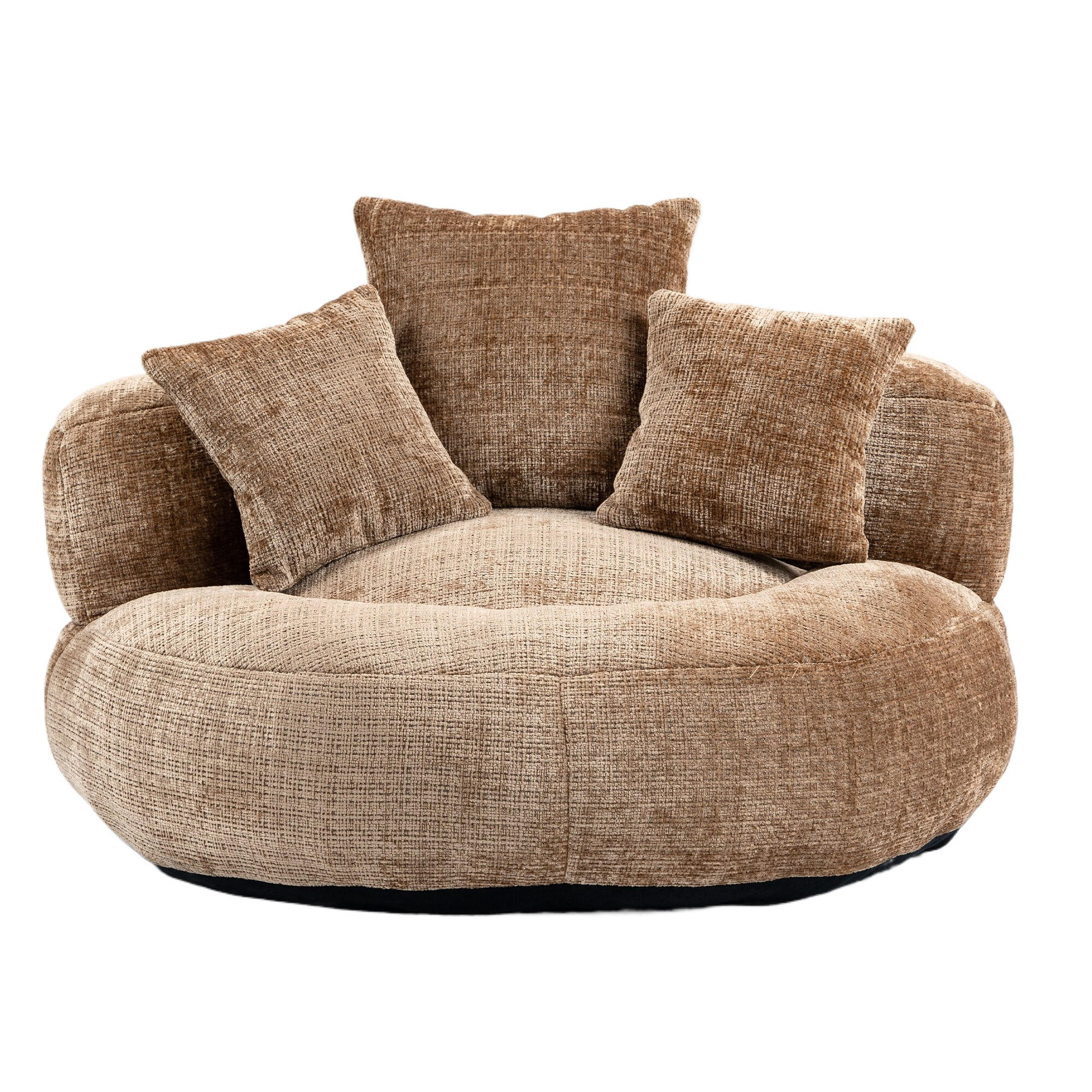 SITZSACK Chenille, Sofa mit 3 extra Kopfkissen,Chenille,Braun - Braun, Textil (108/52/108cm) - LVHOM