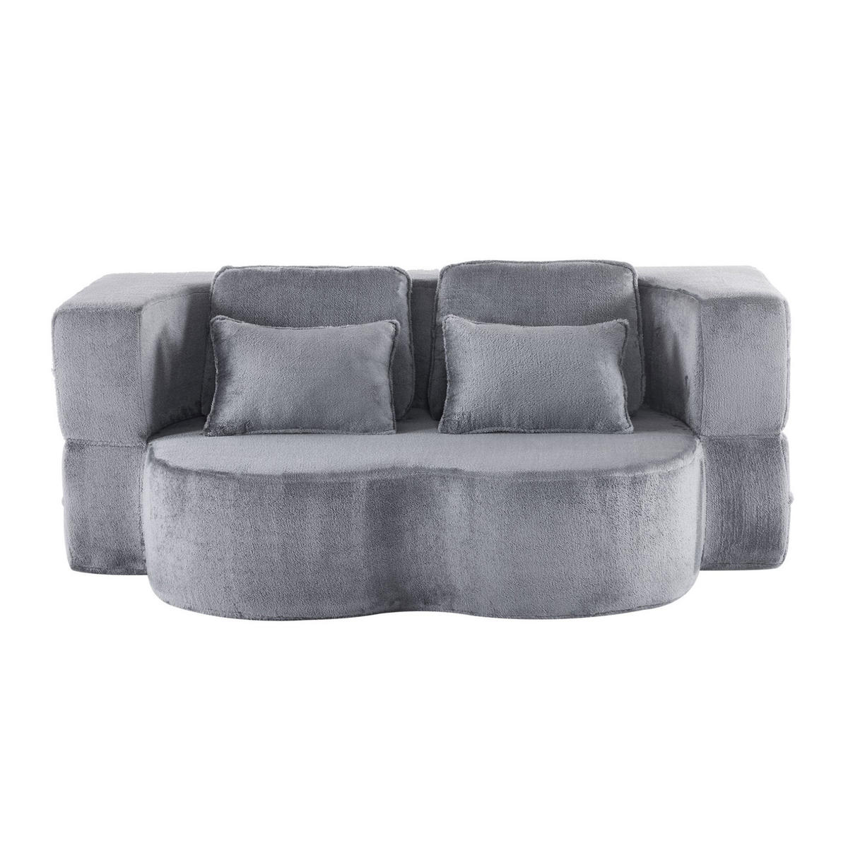 BODENSCHLAFSOFA klappbar mit hochdichtem Schaumstoff, 4 Kissen und 2-in-1-Funktion, Blau/Grau - Grau, Kunststoff (198/76/60cm) - Redom