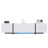 TV-LOWBOARD aus Spanplatte 170x30x39 cm Weiß/Schwarz mit 3 Türen, 1 Schublade und Klapptür in Hochglanzoptik - Weiß, Holzwerkstoff (170/39/30cm) - Modfu
