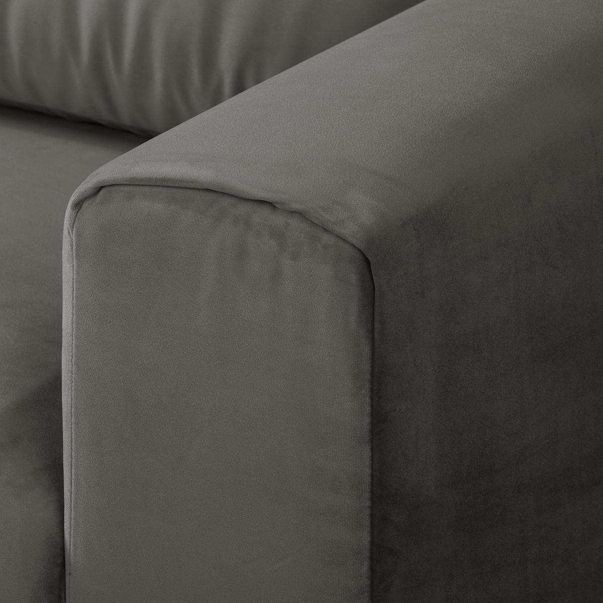 POLSTERGARNITUR (3-2-1) - Samt - Grau, Textil (1/1/1cm) - home24