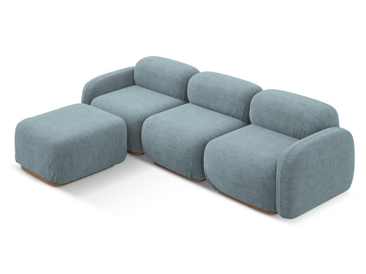 ECKSOFA Beidseitig Bouclé Stoff Blau - Blau/Blaugrau, Holz/Textil (270/190cm) - Makamii