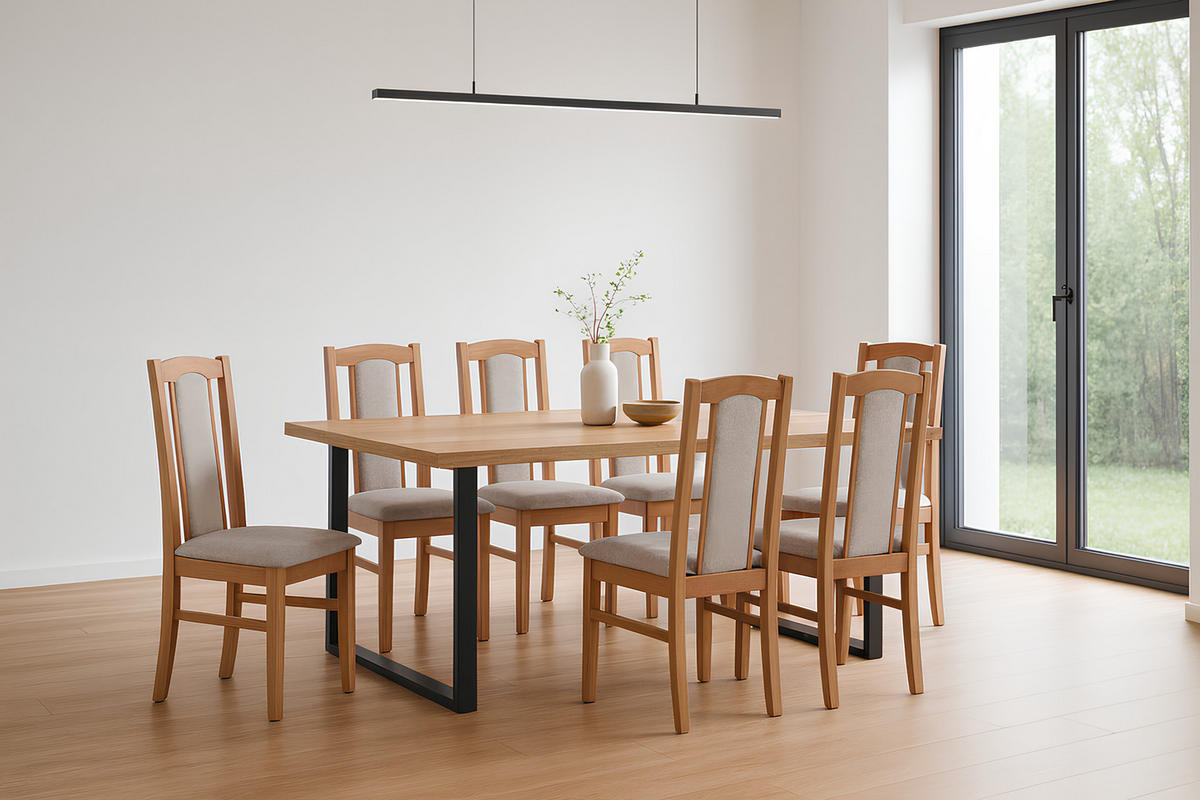 ESSZIMMERSTUHL – Set 6x Bos 7 Hell nussbaum, soro 23 - Hellbraun/Beige, Holz (43/96/40cm) - Leaf Design