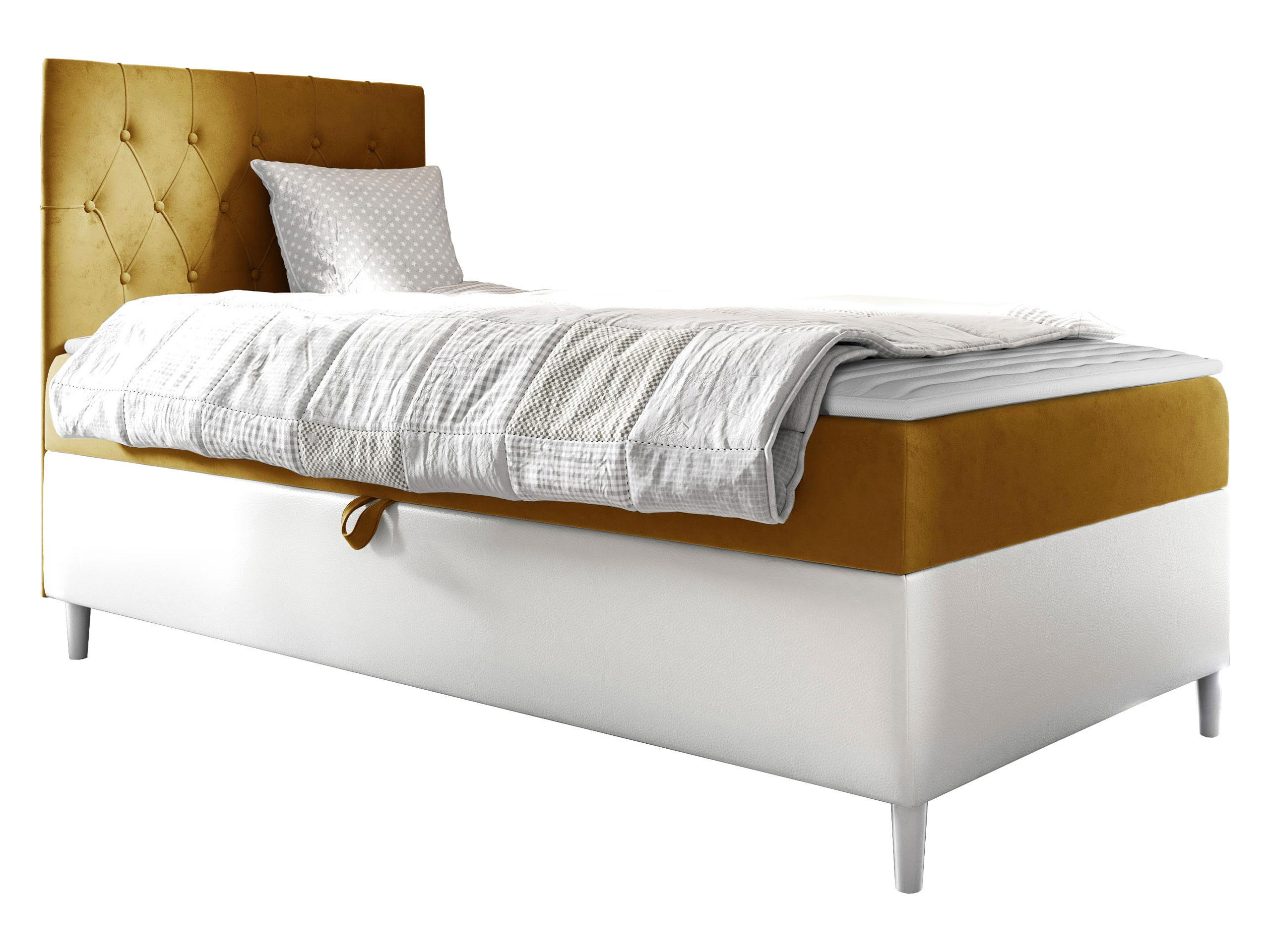 BOXBETT Filip Junior 1, Seite zum Öffnen des Bettkastens: Links - Gelb/Weiß, Holz (100/200cm) - MIRJAN24