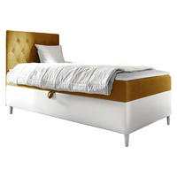 BOXBETT Filip Junior 1, Seite zum Öffnen des Bettkastens: Links - Gelb/Weiß, Holz (100/200cm) - MIRJAN24