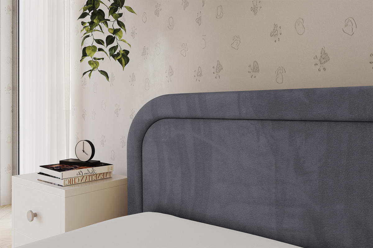 EINZELLBETT Jugendbett mit Bettkasten, Rechts - JOVY 100x200 Dunkelgrau - Titanfarben, Holzwerkstoff/Textil (100/200cm) - ALTDECOR