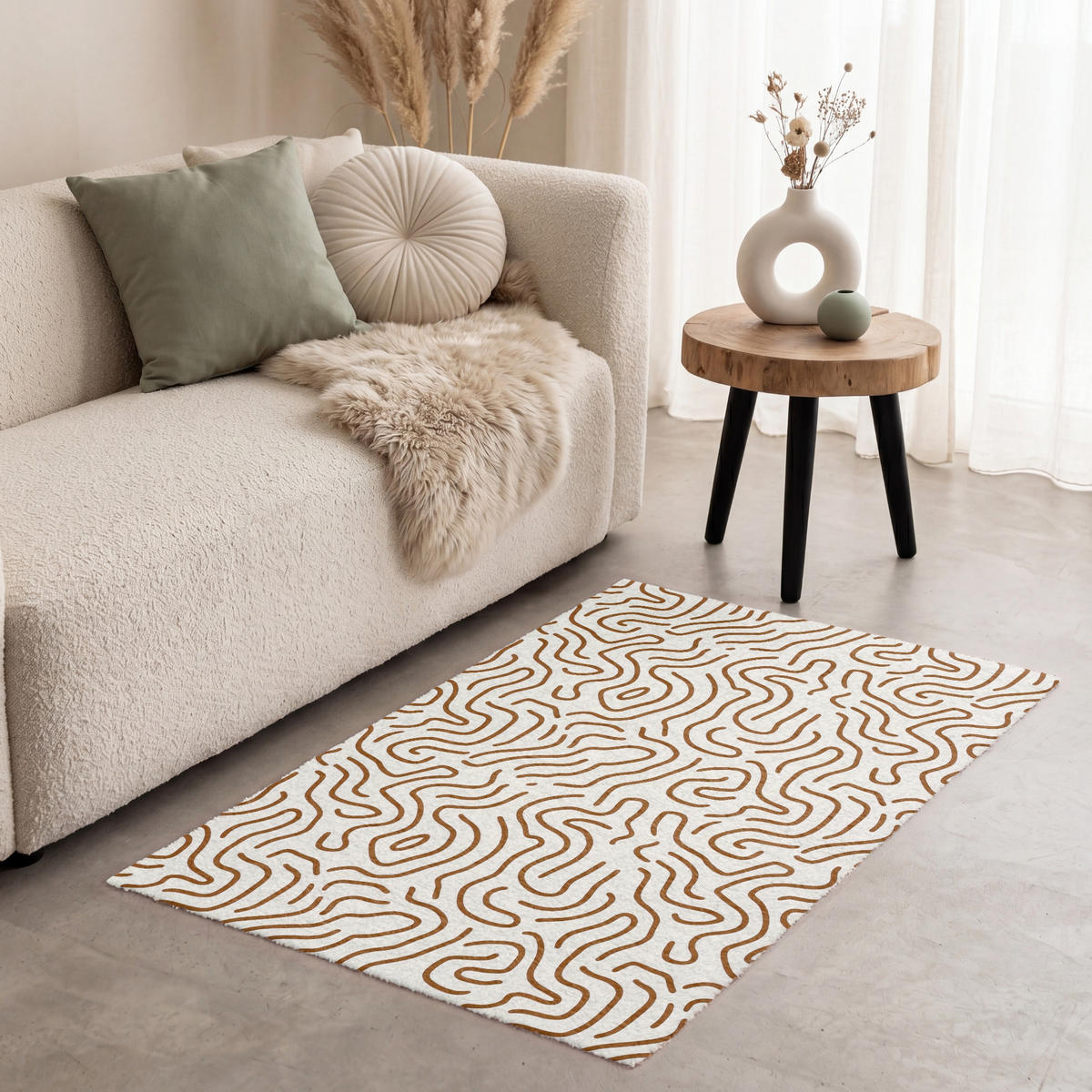 KOBERCE - Minimalistický - Vzor - Terakota - 80x120 cm - hnedá, textil/plast (80/0.4cm) - OnlyWow