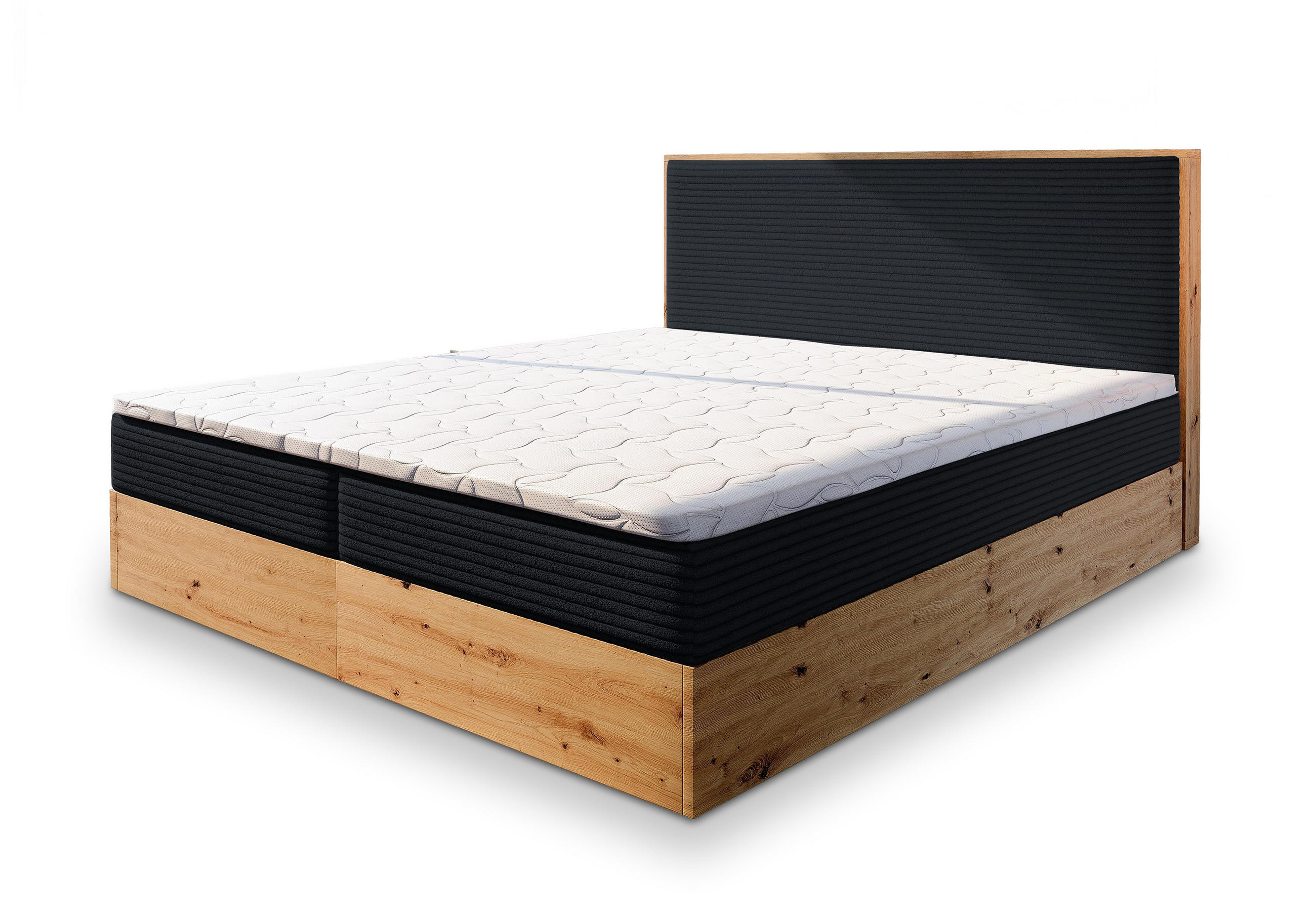 POSTEL BOXSPRING VERDON 140x200 cm, s matrací a úložným prostorem, černá - černá, kompozitní dřevo/textil (140/200cm) - MASSENO