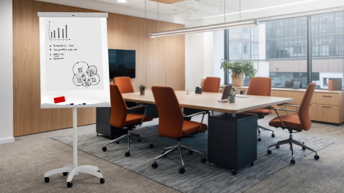 FLIPCHART - Mobil Schreibfläche 100x70cm - Weiß, Metall (100/70/1.2cm) - ALLboards