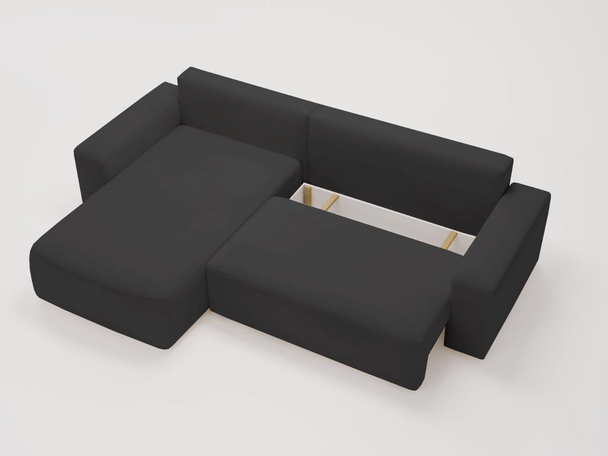 ECKSOFA Tazones Schwarz Links - Schwarz, Holz/Kunststoff (250/165cm) - Graingold