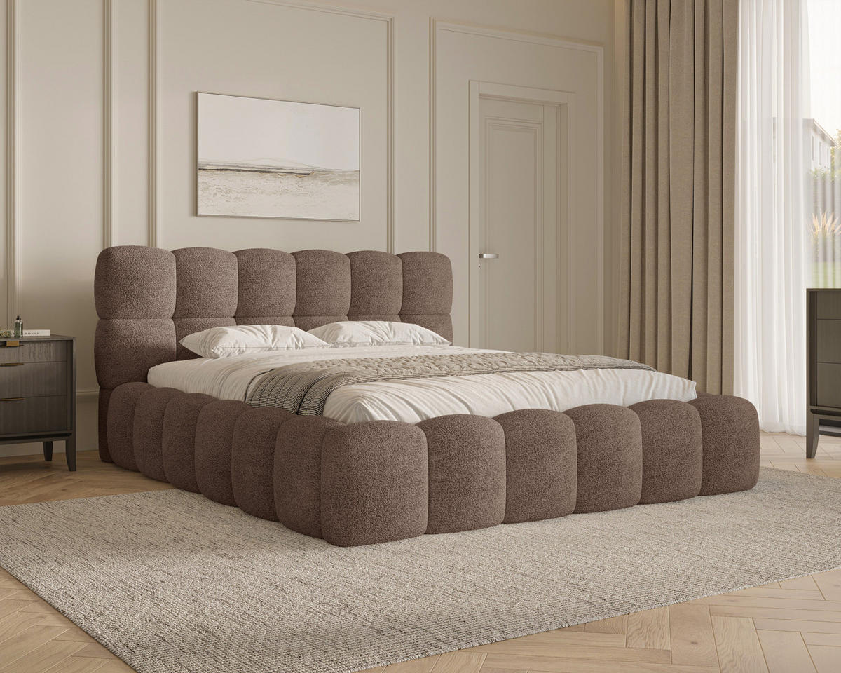 POLSTERBETT 19 - 140x200 cm – Arena – Bett mit Federmechanismus und Stauraum - Taupe, Holz (140/200cm) - ROYAL24_MARKT