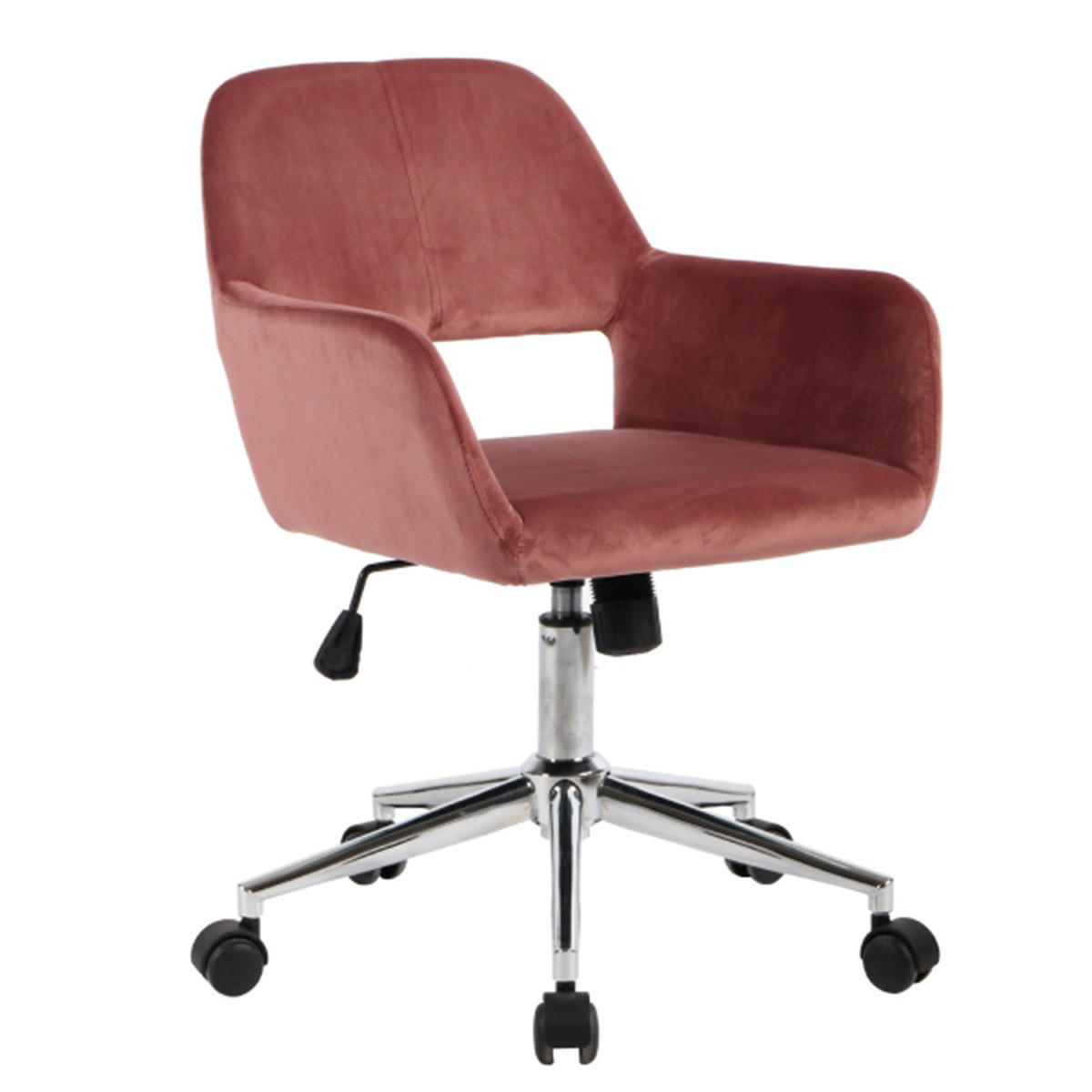 VERSTELLBARER Bürostuhl aus Velour - Ross - Pink, Metall (55/85/56cm) - Calicosy