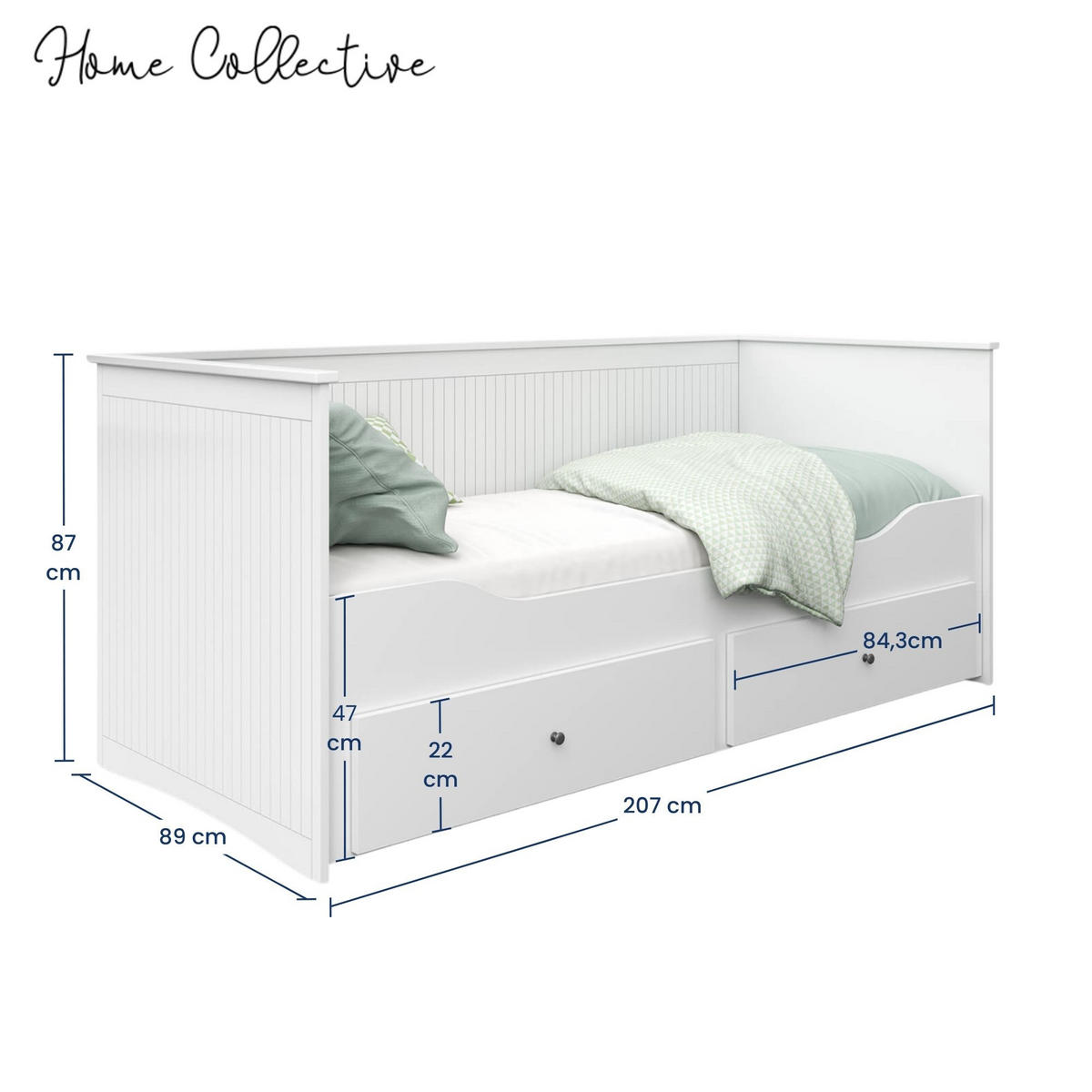 KLAPPBETT mit zwei Matratzen und Schubladen in Weiß - Weiß, Holzwerkstoff (80/200cm) - Home Collective