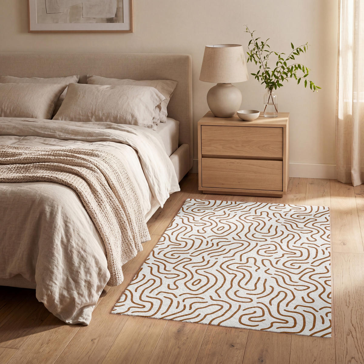 KOBERCE - Minimalistický - Vzor - Terakota - 80x120 cm - hnedá, textil/plast (80/0.4cm) - OnlyWow
