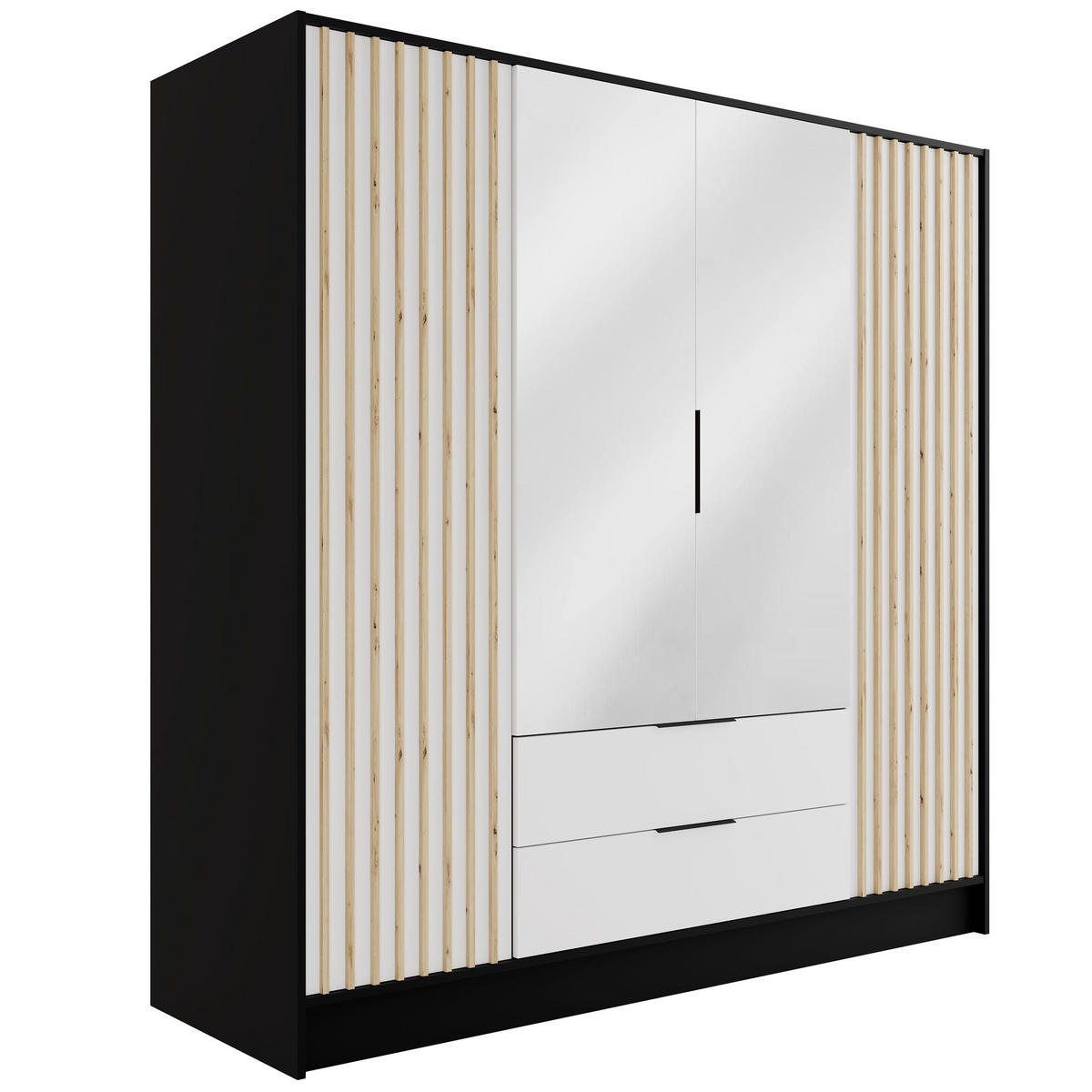 KLEIDERSCHRANK NELIA - 200 cm - Schwarz/Weiß, Holzwerkstoff (200/200/51cm) - ALTDECOR