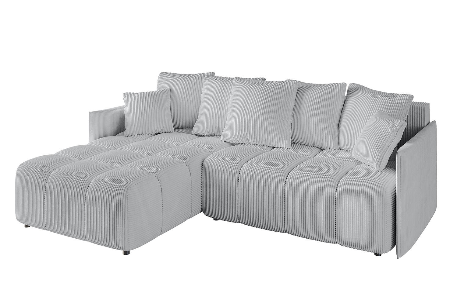 ECKSOFA Ottomane links LONLI-L 251x189x68 Grau Cord - Grau, Holzwerkstoff/Kunststoff (251/189cm) - ALTDECOR