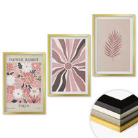 WANDBILDER 3er Set - 40x60 cm Goldrahmen - Florale Blattmuster und Geometrie - Goldfarben, Kunststoff (40/60cm) - ArtPrintCave