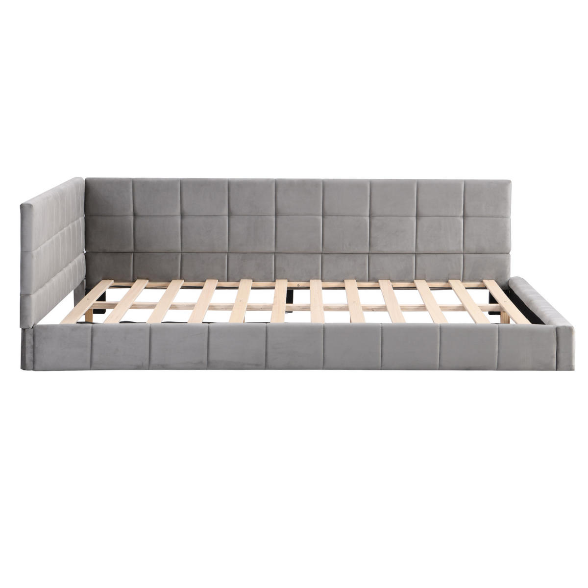 POLSTERBETT 140x200 Samt grau - Grau, Textil (140/200cm) - LEBENLANG