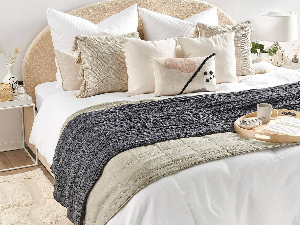 DECKE Dunkelgrau Fethiye 170/140 cm - Dunkelgrau, Naturmaterialien/Textil (140/170cm) - Beliani