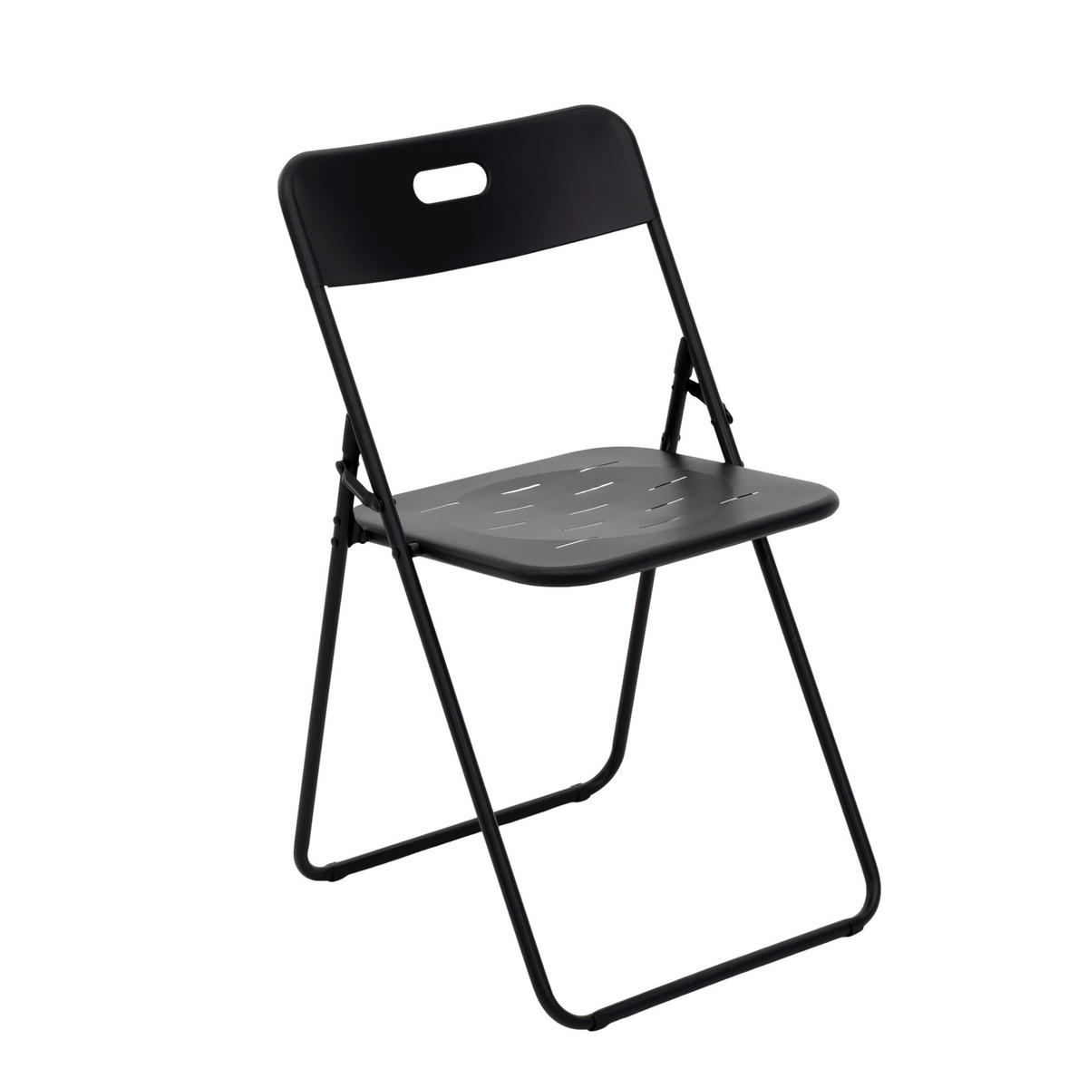 BISTROSET 60/60/73 cm mit 2 klappbaren Stühlen, aus Stahl mit E-Beschichtung, Schwarz - Schwarz, Metall - Redom