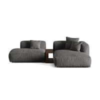 ECKSOFA modular rechts Martina aus Samt grau 2 Sitzplätze - Grau, Textil (176/285cm) - Micadoni