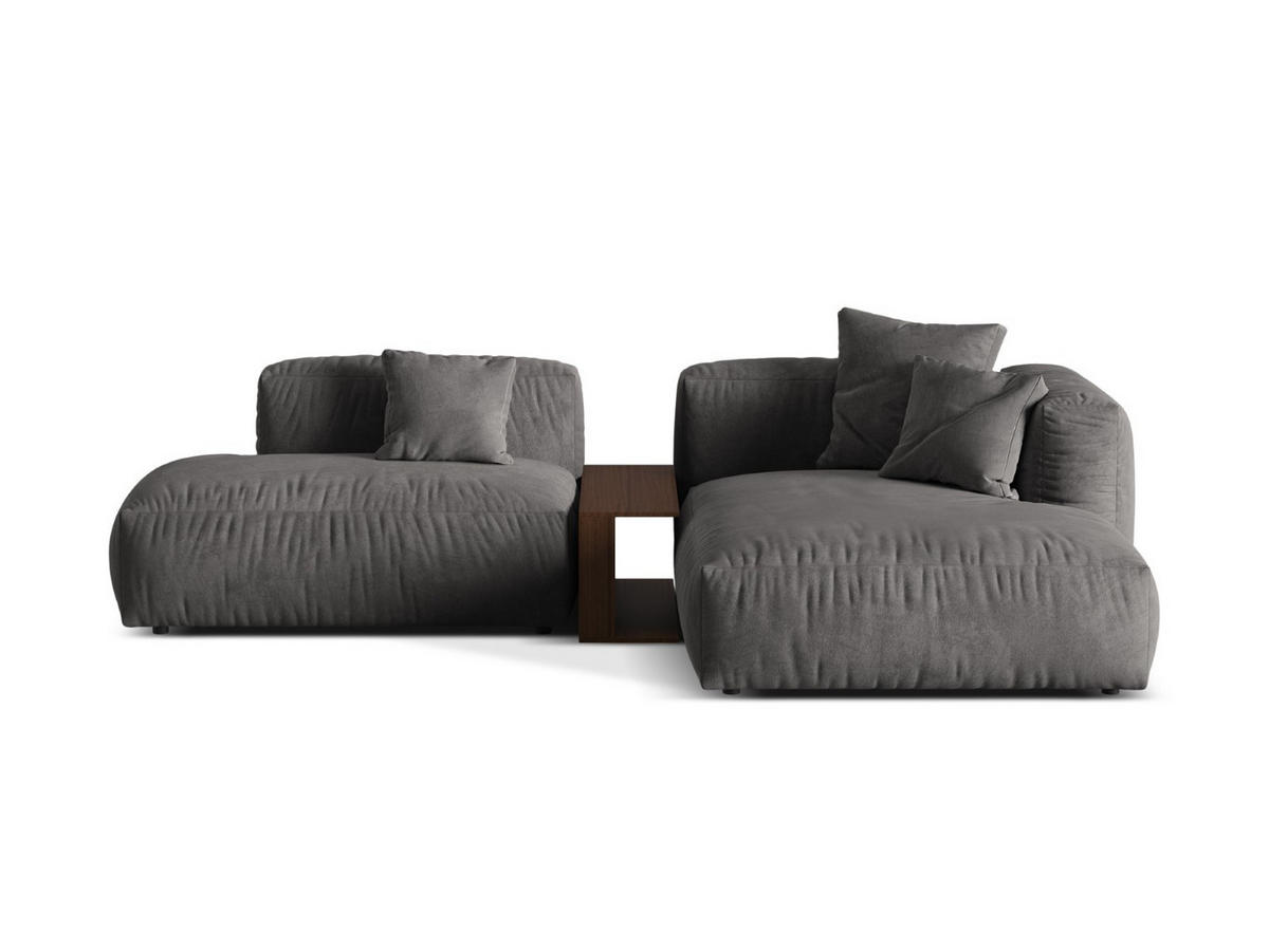 ECKSOFA modular rechts Martina aus Samt grau 2 Sitzplätze - Grau, Textil (176/285cm) - Micadoni