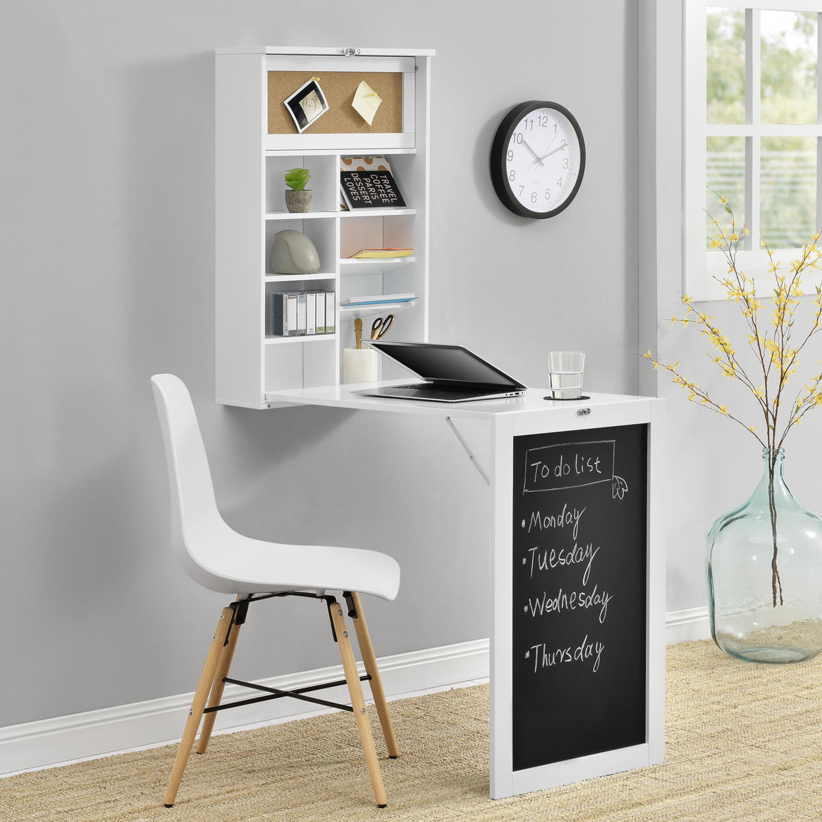 WANDKLAPPTISCH Kläppen - Weiß, Holzwerkstoff (50/156/91.5cm) - [en.casa]