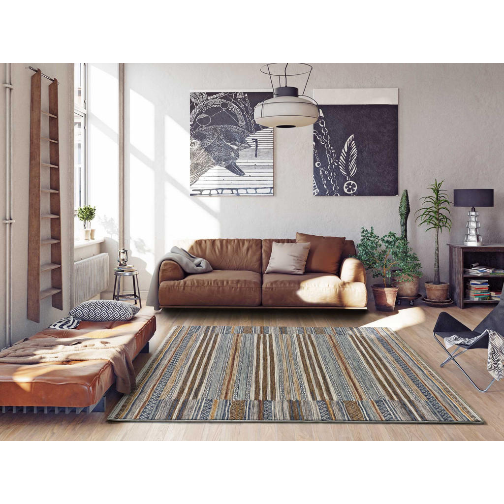 Thumbnail - Atticgo Vintage-Teppich, Mehrfarbig, Blau, Braun, Grau, Textil, Vintage, Rechteckig, 200x300 cm, Oeko-Tex® Standard 100,...