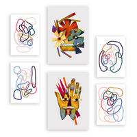 POSTER Set Mit 6 Handte Kunst In Blume Zusammenfassung Ästhetische Dekorative Gemälde Für Ihr Wohnzimmer, Schlafzimmer, Zuhause A3 & A4 Rahmenlos - Klar, Papier (29/3cm) - Nacnic