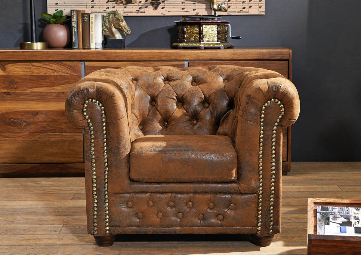SESSEL 94x86x72 braun CHESTERFIELD - Braun, Kunststoff (94/72/86cm) - Massivmoebel24